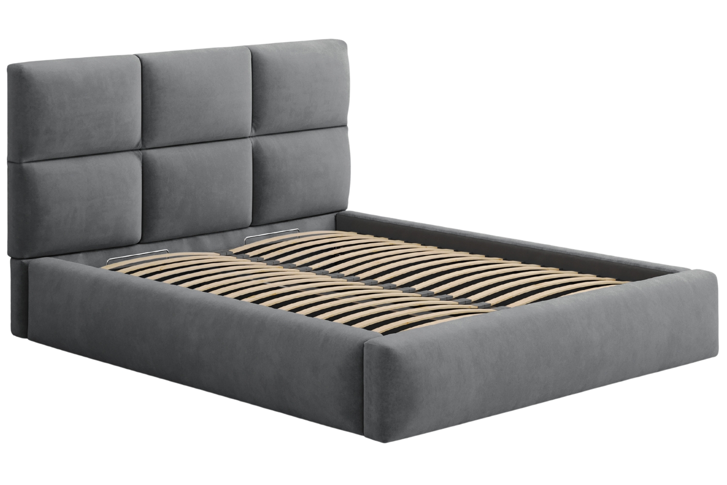 Windsor & Co Šedá sametová dvoulůžková postel Libera 180 x 200 cm s úložným prostorem Windsor & Co