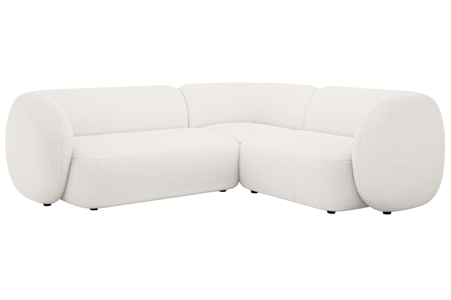 Micadoni Bílá bouclé rohová pohovka Kate 252 cm