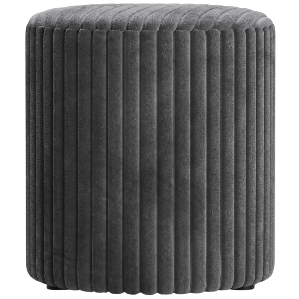 Micadoni Šedý manšestrový taburet Dia 40 cm Micadoni