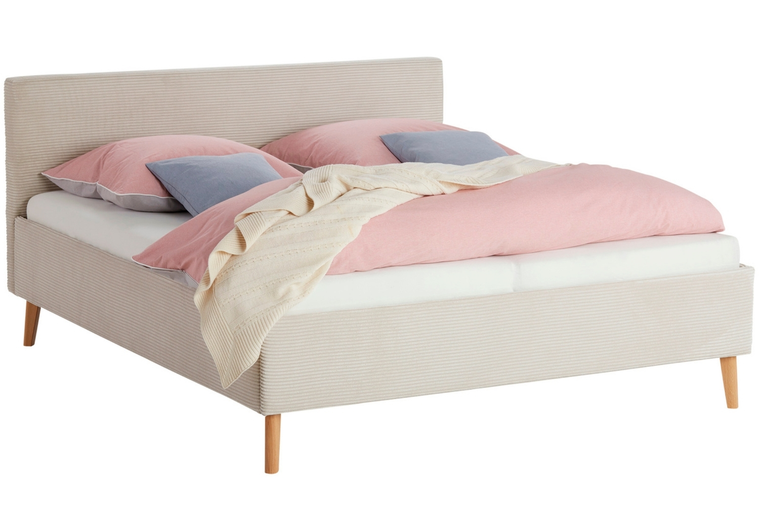 Meise Möbel Béžová manšestrová dvojlůžková postel Casena 180 x 200 cm Meise Möbel