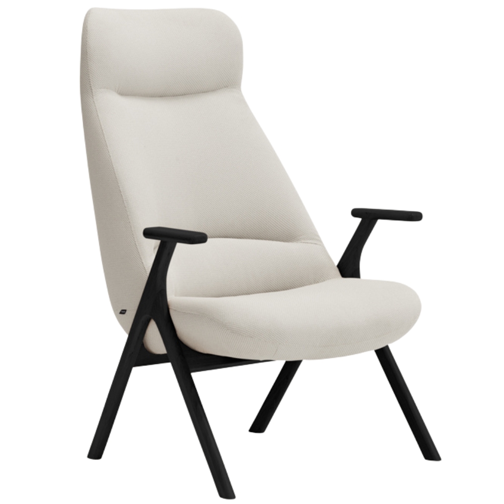 Teulat Vysoké bílé křeslo Dins s černou dřevěnou podnoží Teulat