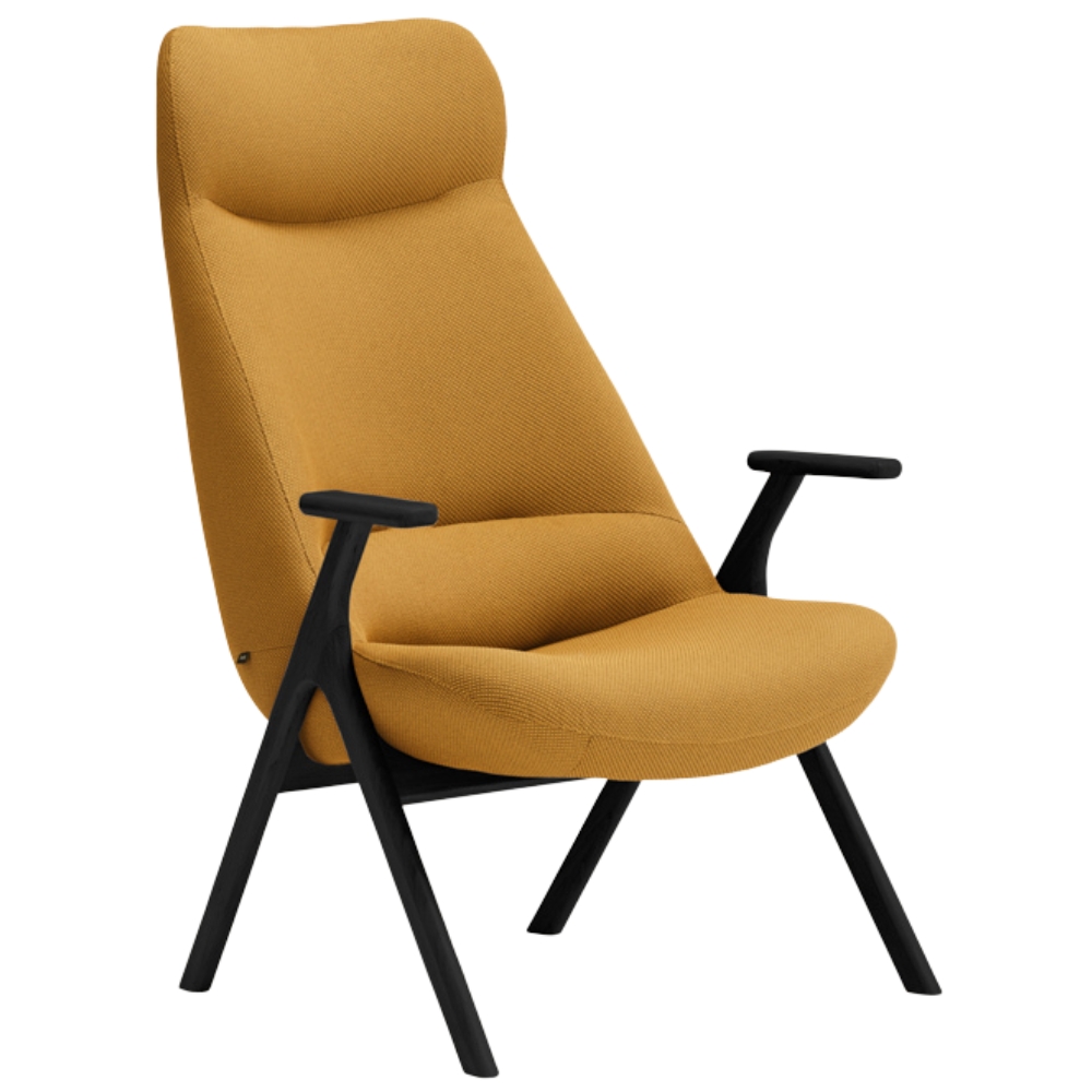 Teulat Vysoké žluté křeslo Dins s černou dřevěnou podnoží Teulat