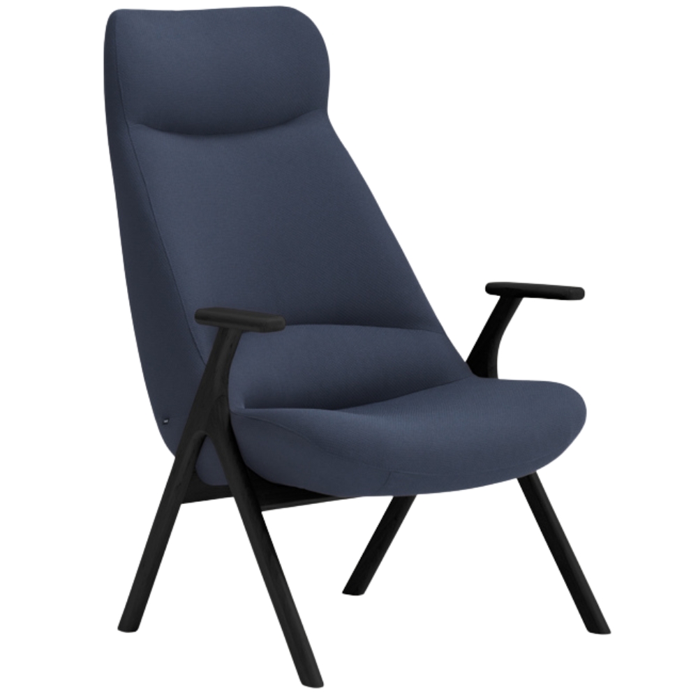 Teulat Vysoké modré křeslo Dins s černou dřevěnou podnoží Teulat