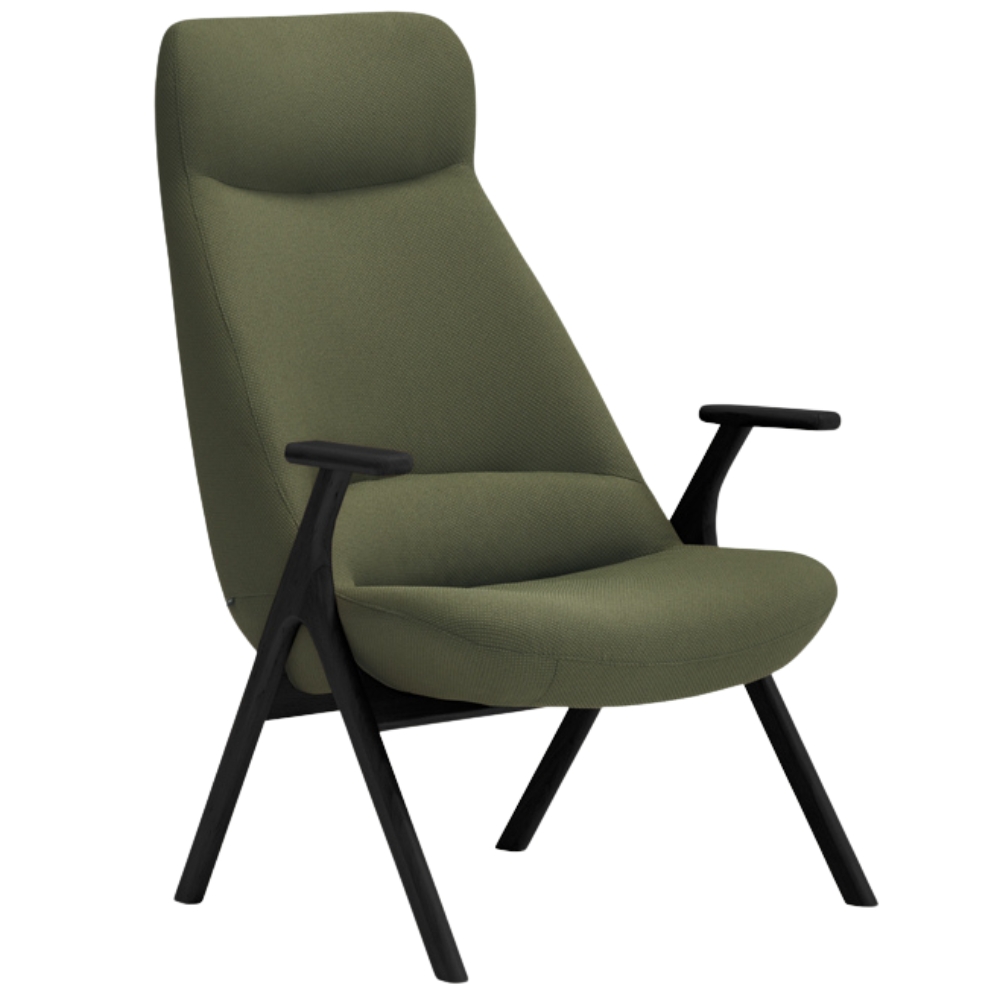 Teulat Vysoké zelené křeslo Dins s černou dřevěnou podnoží Teulat