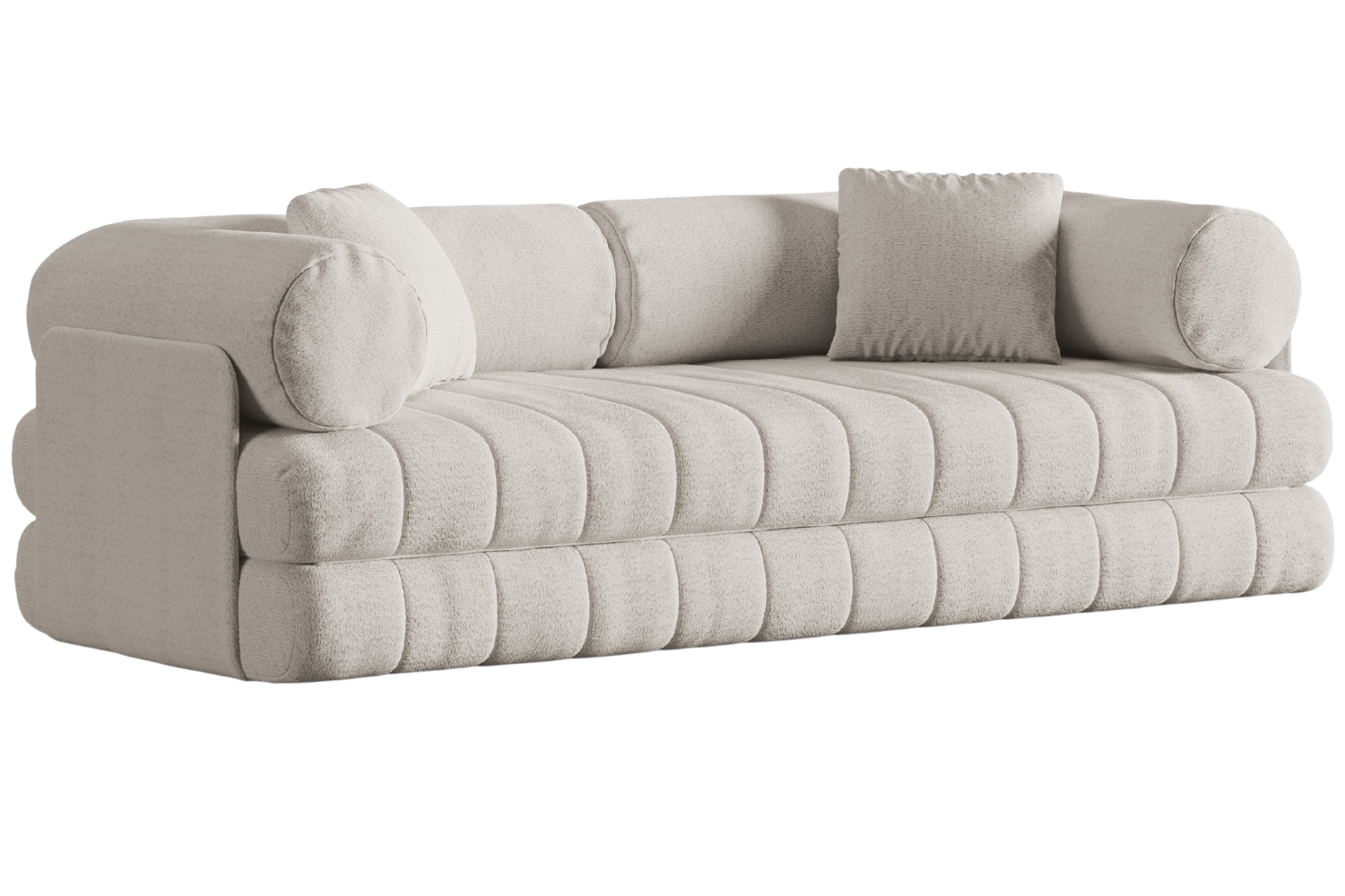 Cosmopolitan Design Světle béžová bouclé rozkládací pohovka Kemi 206 cm Cosmopolitan Design