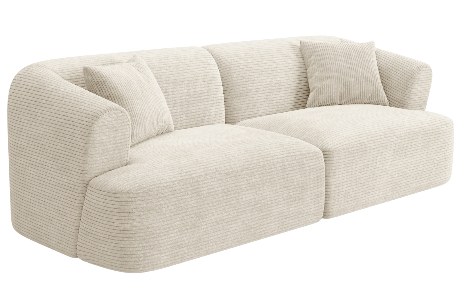 Cosmopolitan Design Krémově bílá manšestrová trojmístná pohovka Campi 220 cm Cosmopolitan Design