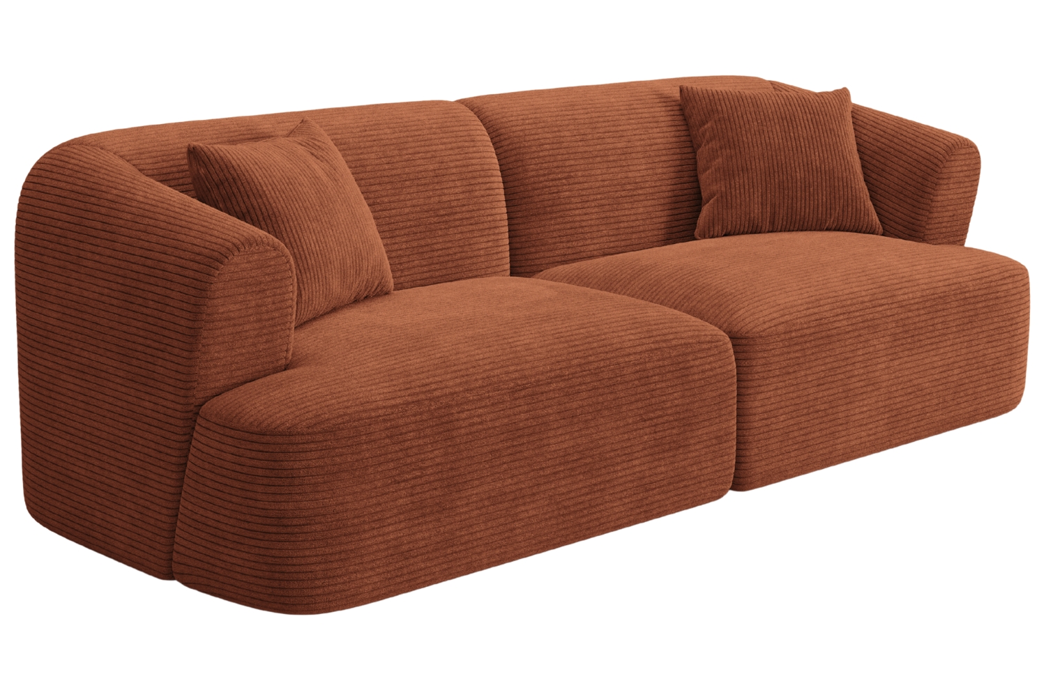 Cosmopolitan Design Terakotově oranžová manšestrová trojmístná pohovka Campi 220 cm Cosmopolitan Design