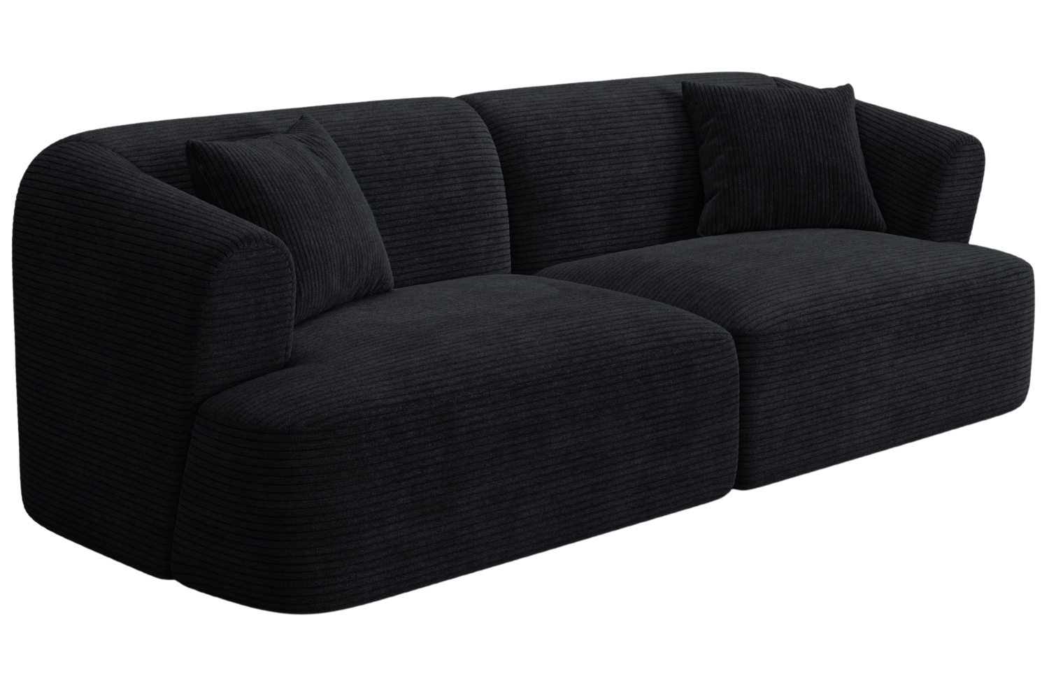 Cosmopolitan Design Černá manšestrová trojmístná pohovka Campi 220 cm Cosmopolitan Design