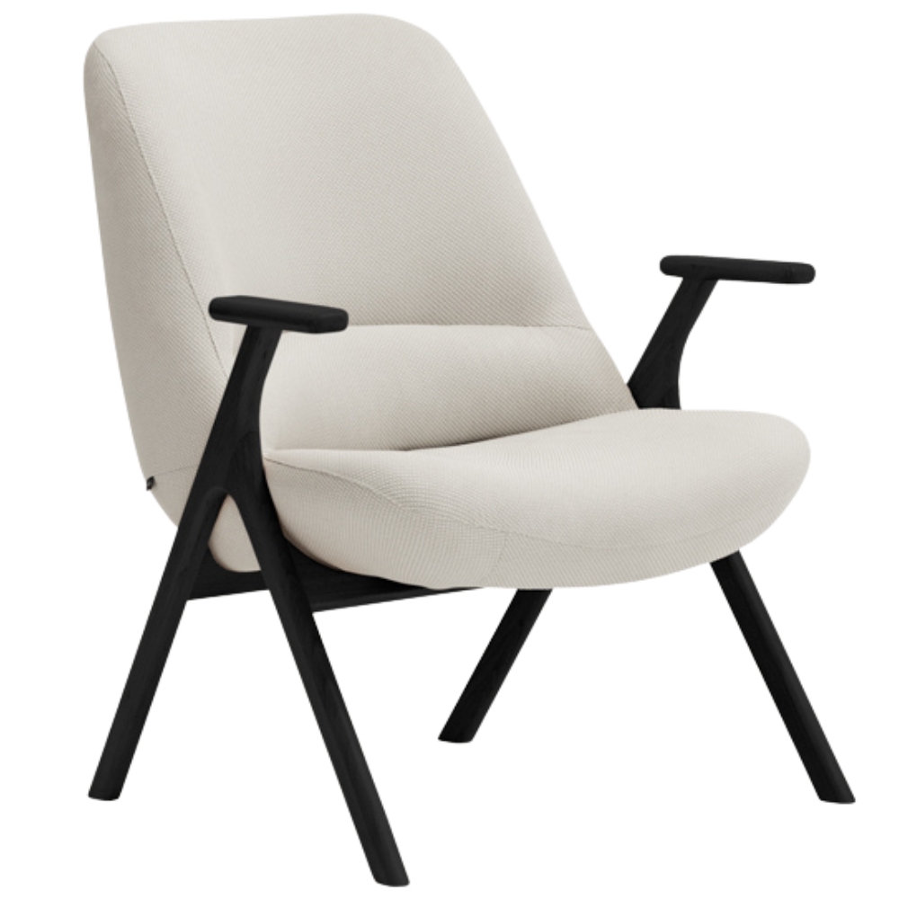 Teulat Nízké bílé křeslo Dins s černou dřevěnou podnoží Teulat