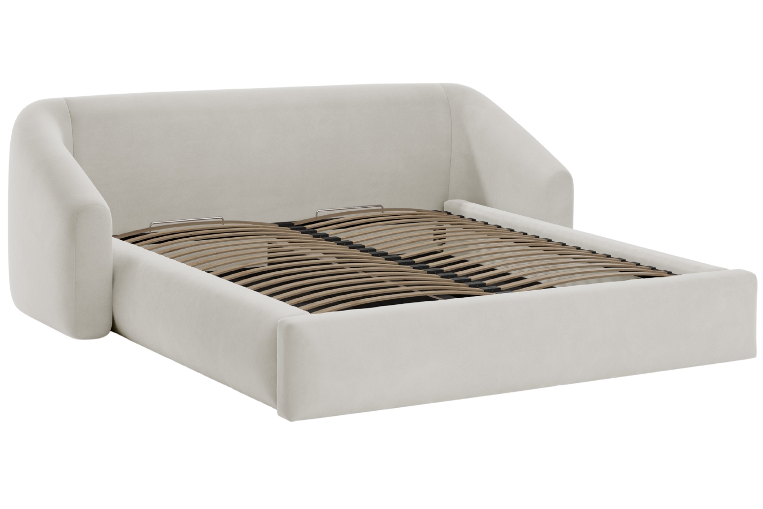 Cosmopolitan Design Světle béžová sametová dvoulůžková postel Campi 180 x 200 cm s úložným prostorem Cosmopolitan Design
