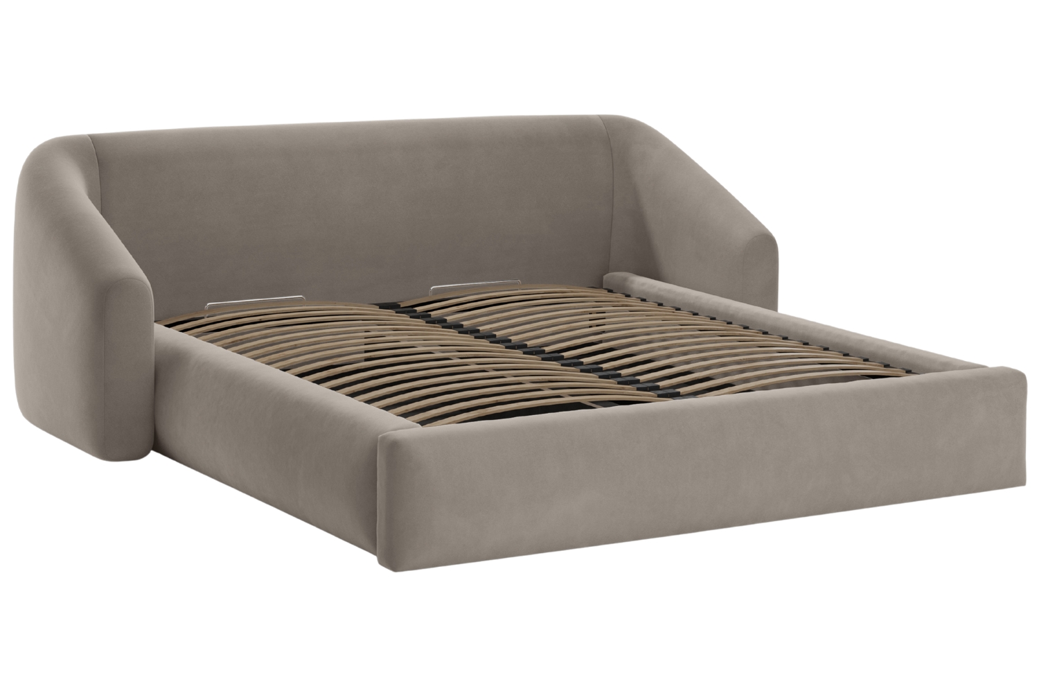 Cosmopolitan Design Hnědá sametová dvoulůžková postel Campi 180 x 200 cm s úložným prostorem Cosmopolitan Design