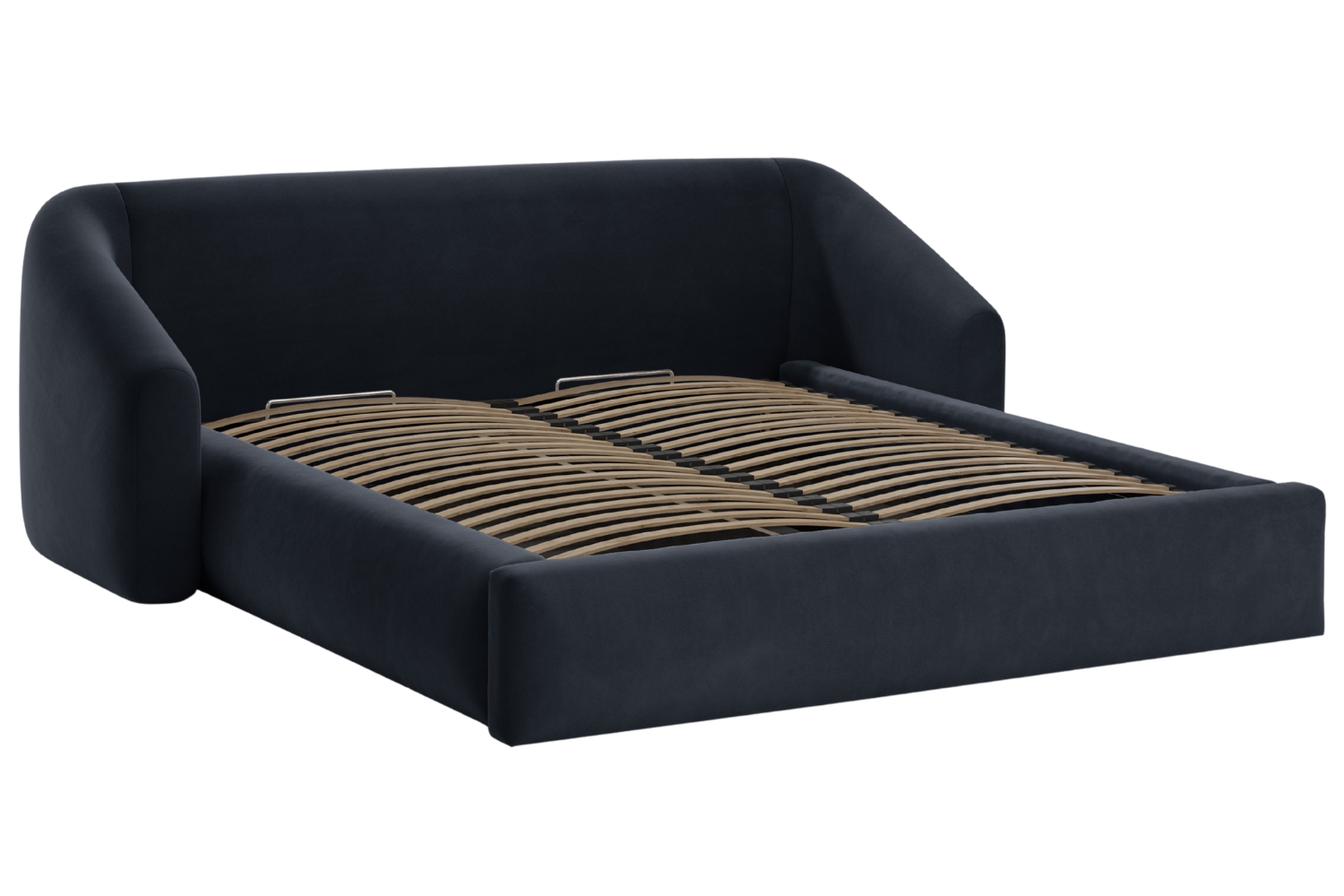 Cosmopolitan Design Tmavě modrá sametová dvoulůžková postel Campi 180 x 200 cm s úložným prostorem Cosmopolitan Design