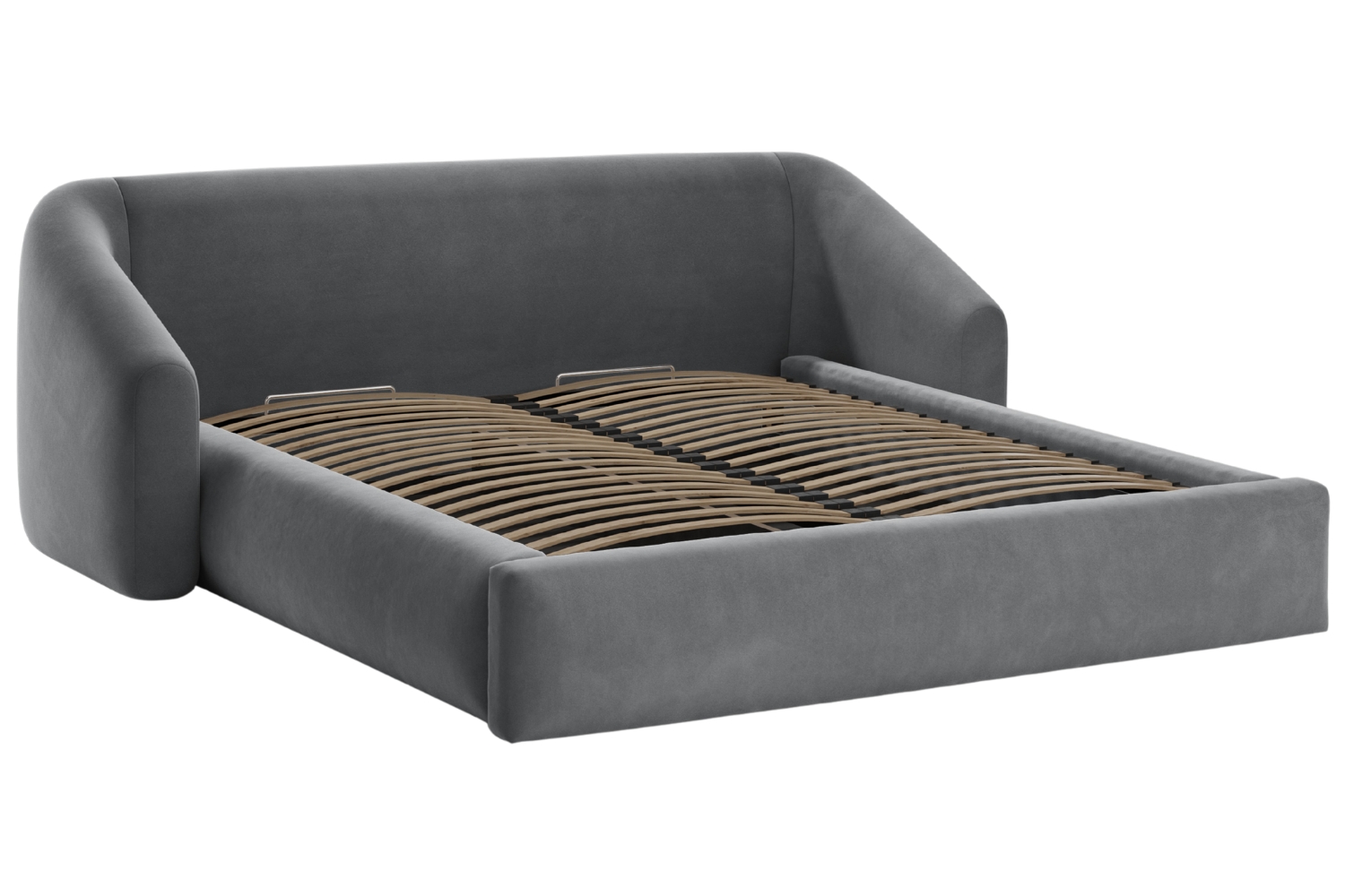 Cosmopolitan Design Šedá sametová dvoulůžková postel Campi 180 x 200 cm s úložným prostorem Cosmopolitan Design