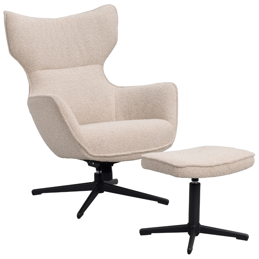 Rowico Béžové otočné křeslo s podnožkou JENKINS Rowico