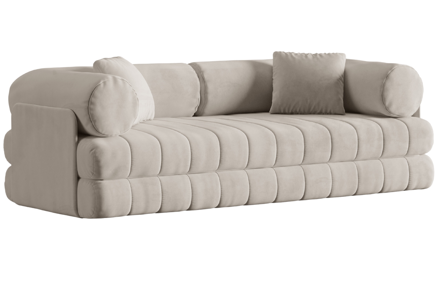 Cosmopolitan Design Béžová sametová rozkládací pohovka Kemi 206 cm Cosmopolitan Design