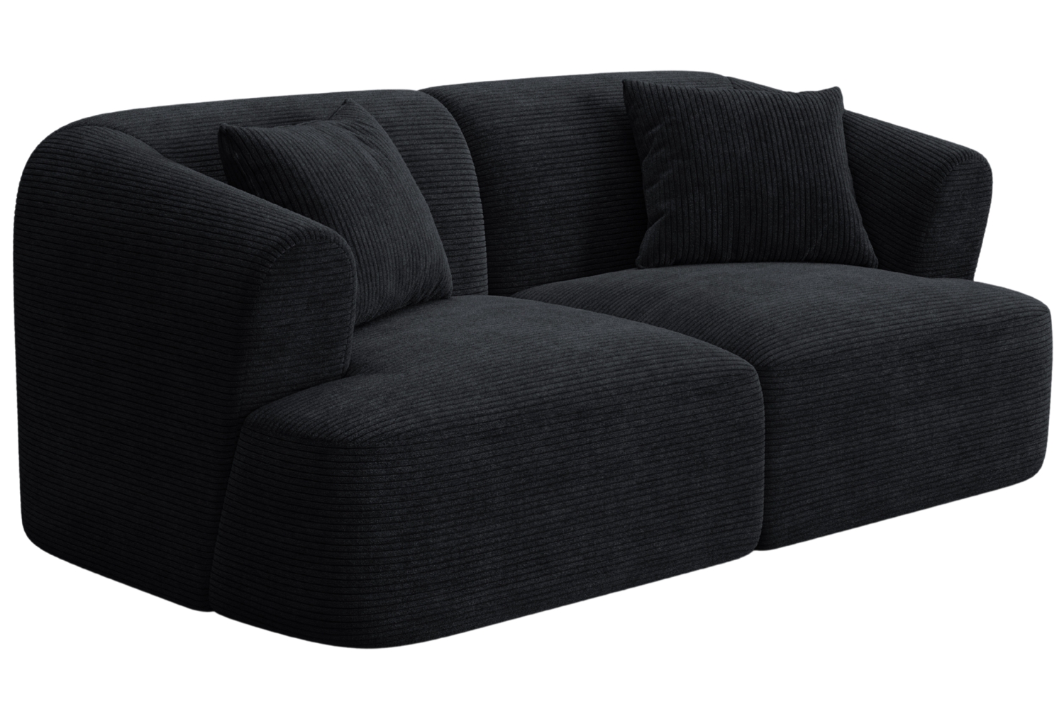 Cosmopolitan Design Černá manšestrová dvoumístná pohovka Campi 180 cm Cosmopolitan Design