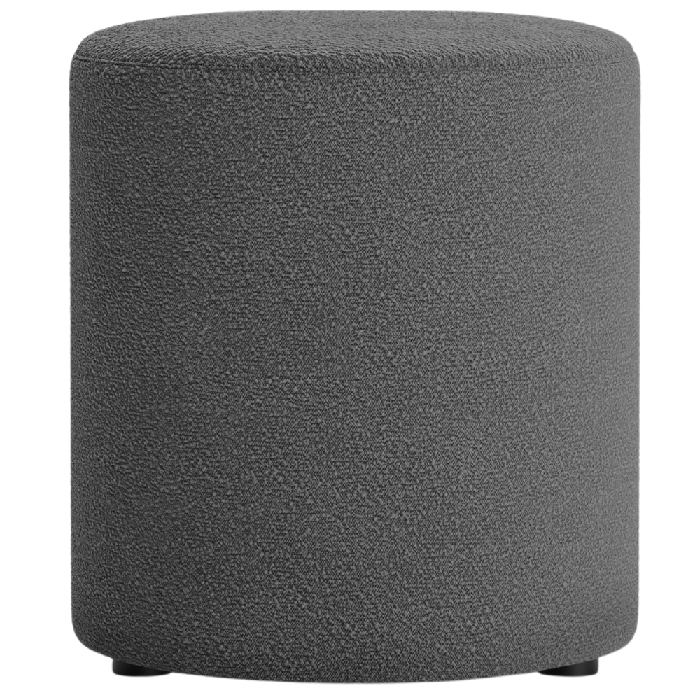 Micadoni Tmavě šedý bouclé taburet Dia 40 cm Micadoni