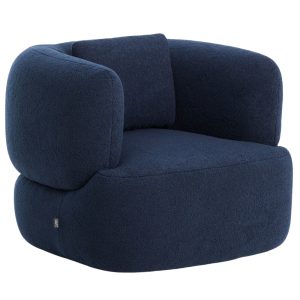Kave Home Tmavě modr&eacute; boucl&eacute; křeslo Martina Kave Home