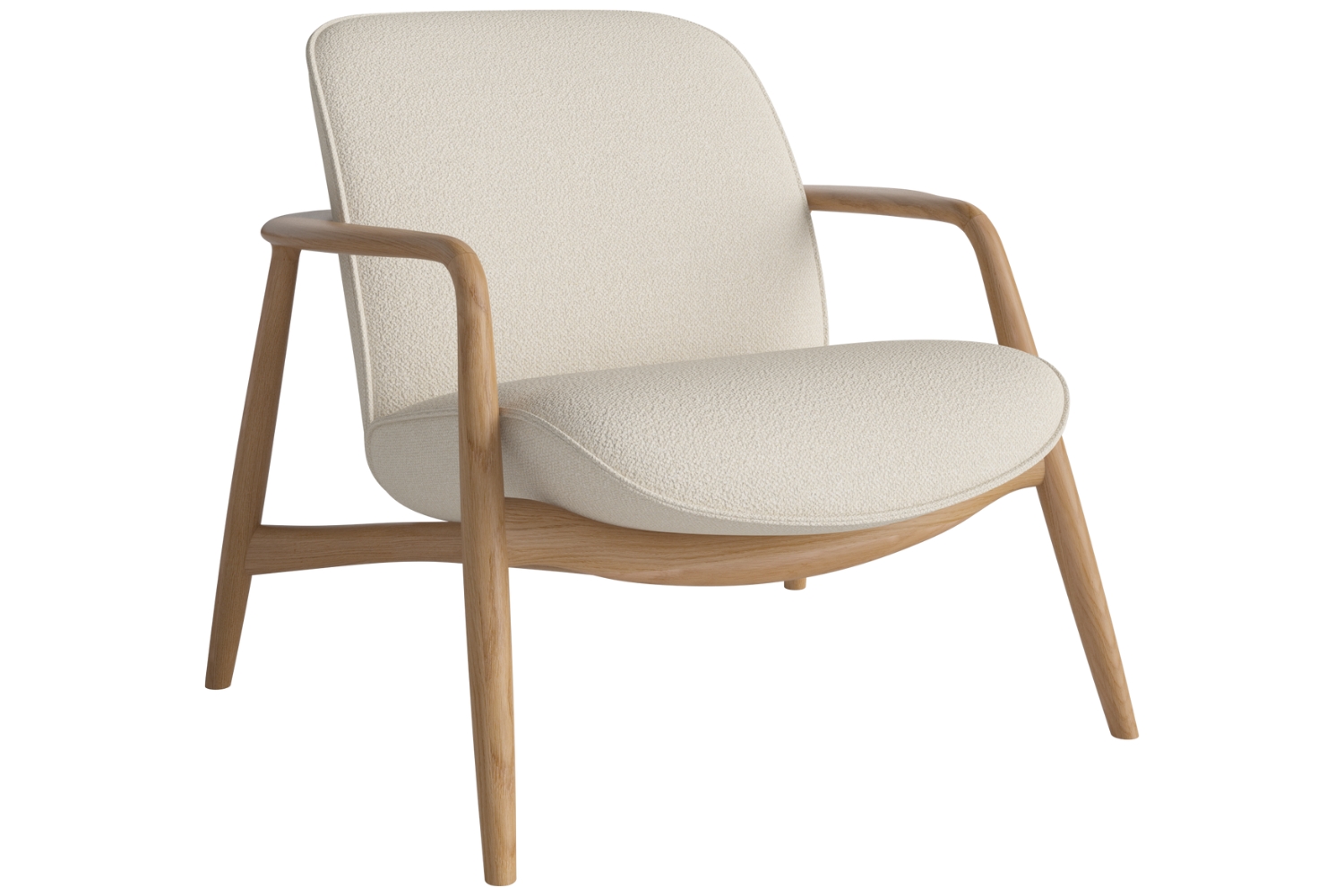 Bolia Krémově bílé bouclé křeslo Bowie s dubovou podnoží Bolia