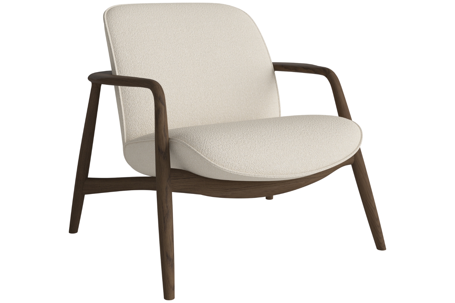 Bolia Krémově bílé bouclé křeslo Bowie s tmavou dubovou podnoží Bolia