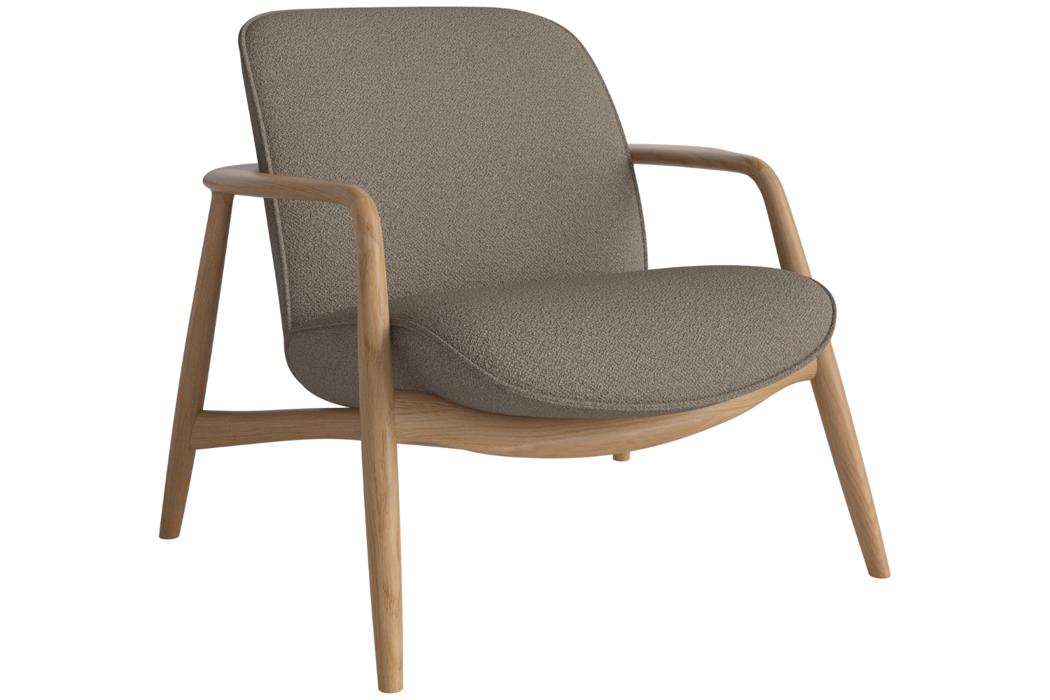 Bolia Světle hnědé bouclé křeslo Bowie s dubovou podnoží Bolia