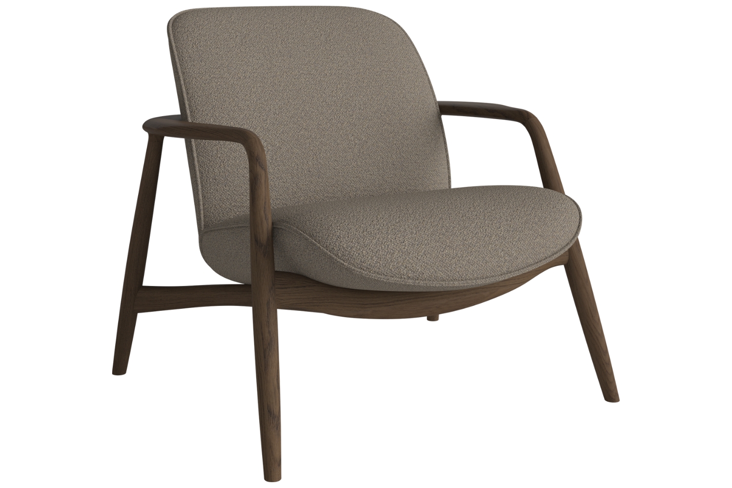 Bolia Světle hnědé bouclé křeslo Bowie s tmavou dubovou podnoží Bolia