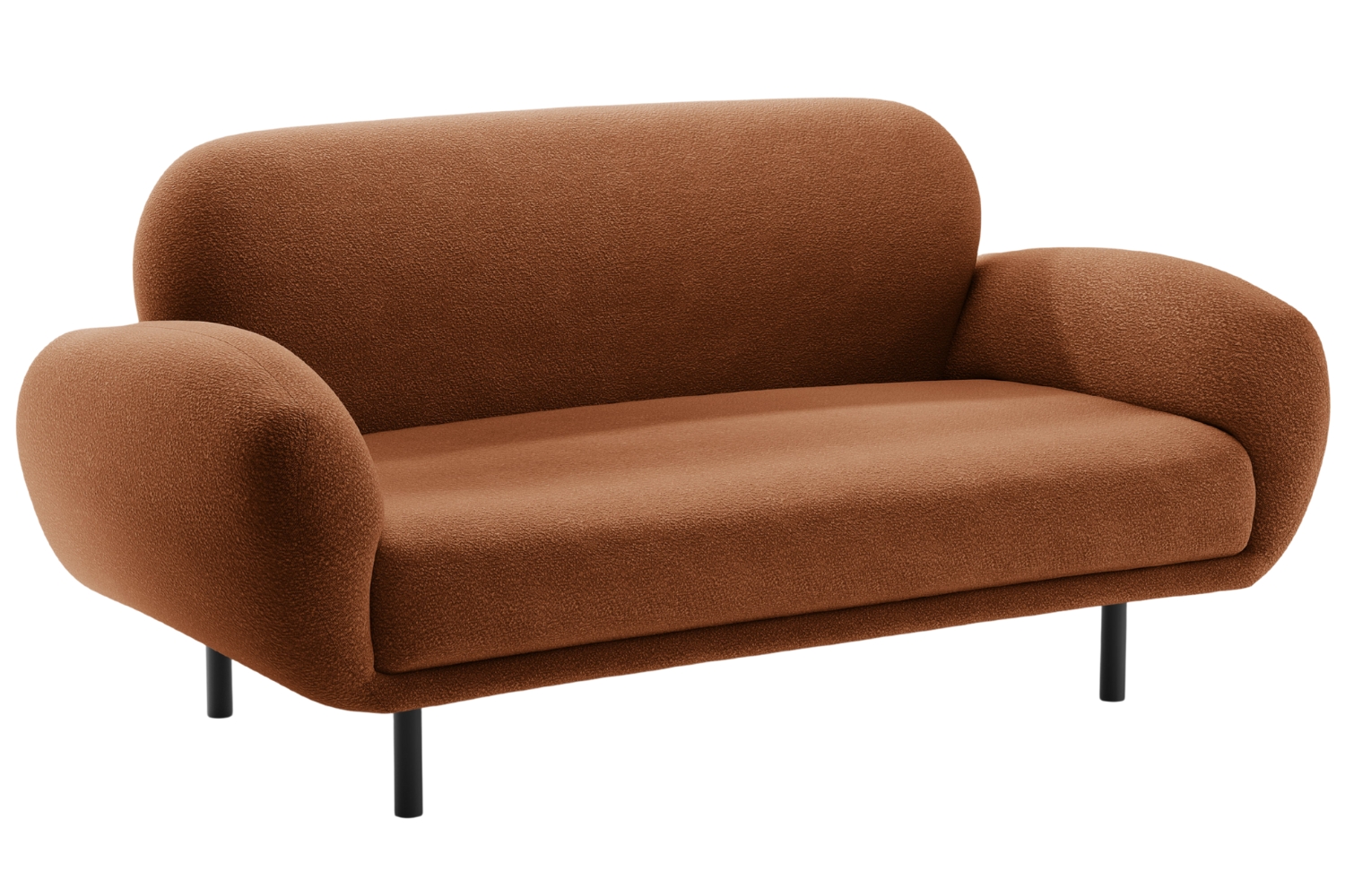 Micadoni Terakotově oranžová bouclé dvoumístná pohovka Poppy 148 cm Micadoni