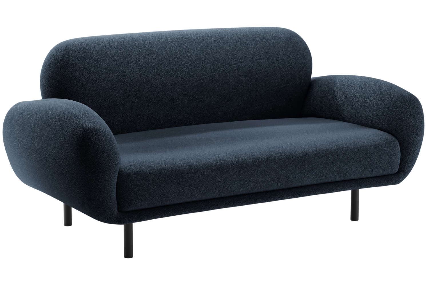 Micadoni Tmavě modrá bouclé dvoumístná pohovka Poppy 148 cm Micadoni