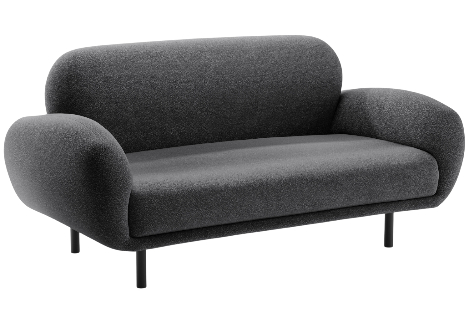 Micadoni Tmavě šedá bouclé dvoumístná pohovka Poppy 148 cm Micadoni