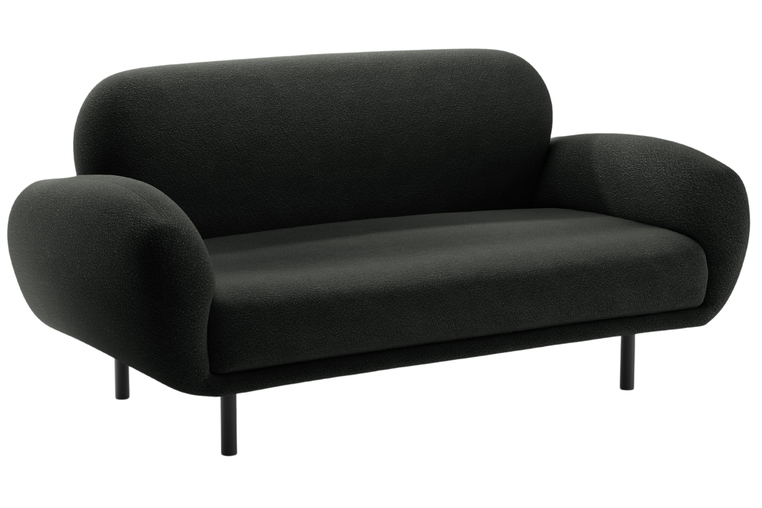 Micadoni Černá bouclé dvoumístná pohovka Poppy 148 cm Micadoni