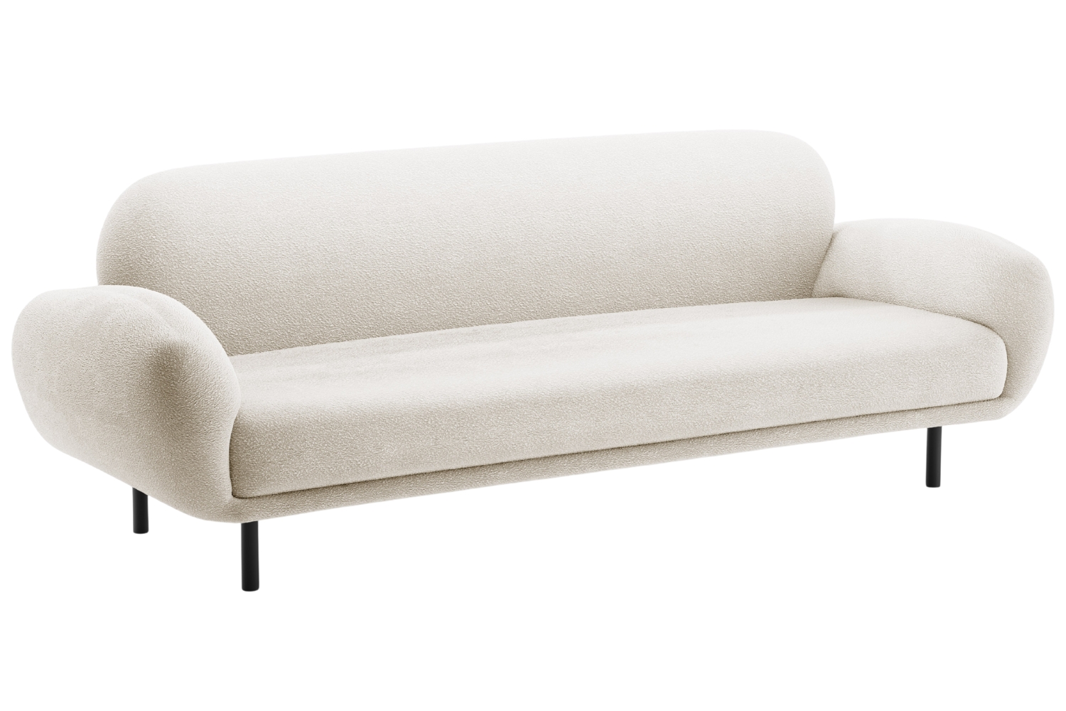 Micadoni Bílá bouclé trojmístná pohovka Poppy 208 cm Micadoni