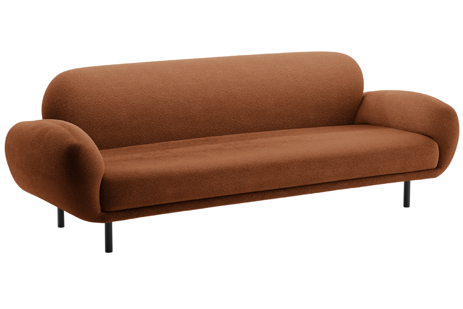 Micadoni Terakotově oranžová bouclé trojmístná pohovka Poppy 208 cm Micadoni