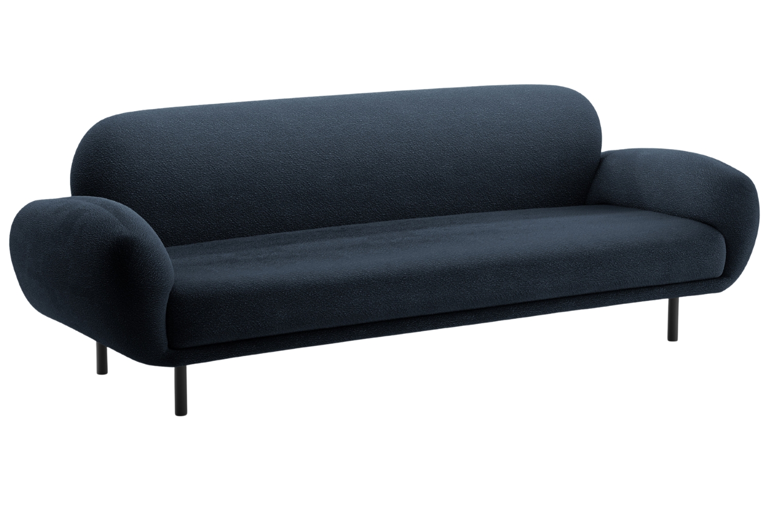 Micadoni Tmavě modrá bouclé trojmístná pohovka Poppy 208 cm Micadoni