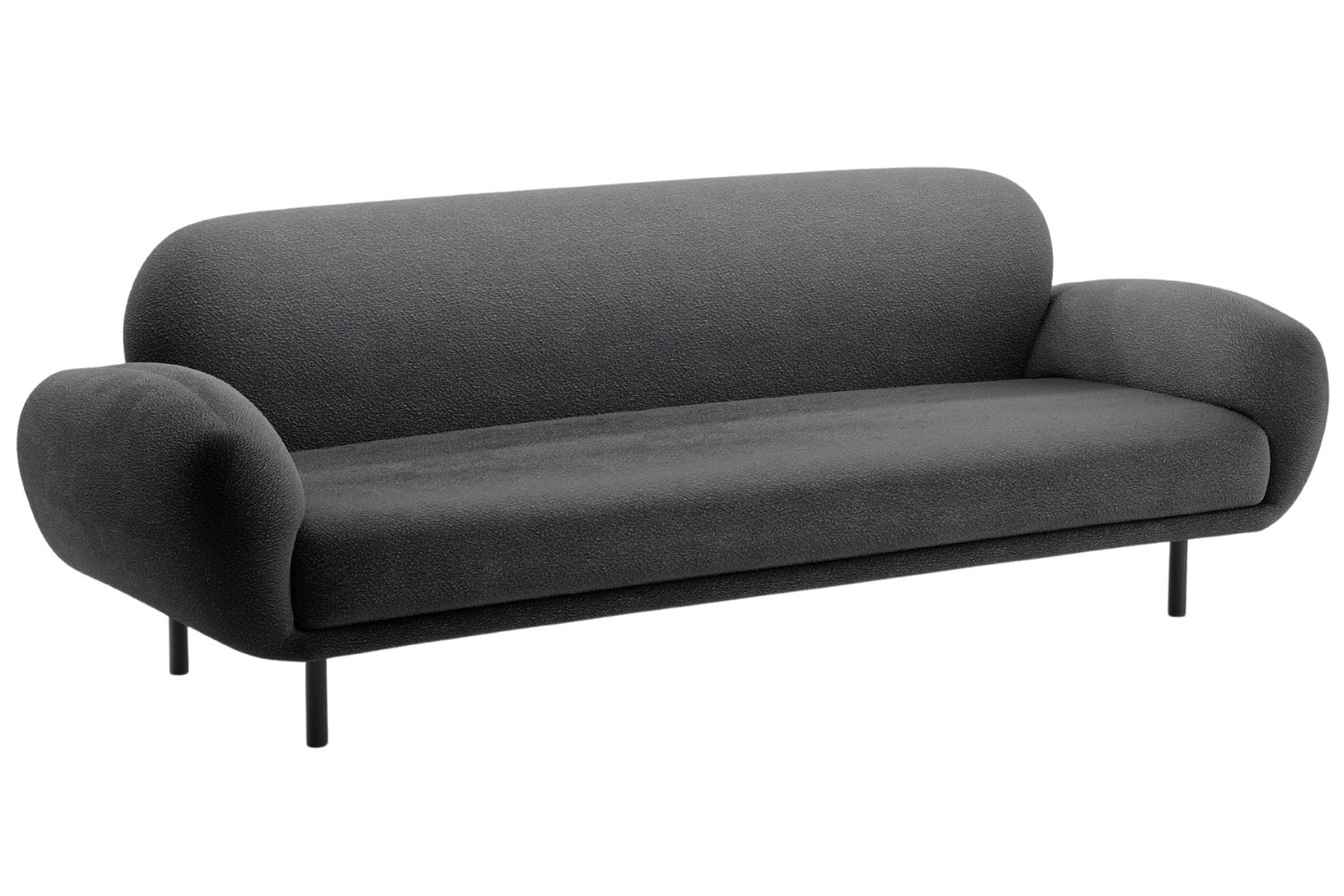 Micadoni Tmavě šedá bouclé trojmístná pohovka Poppy 208 cm Micadoni