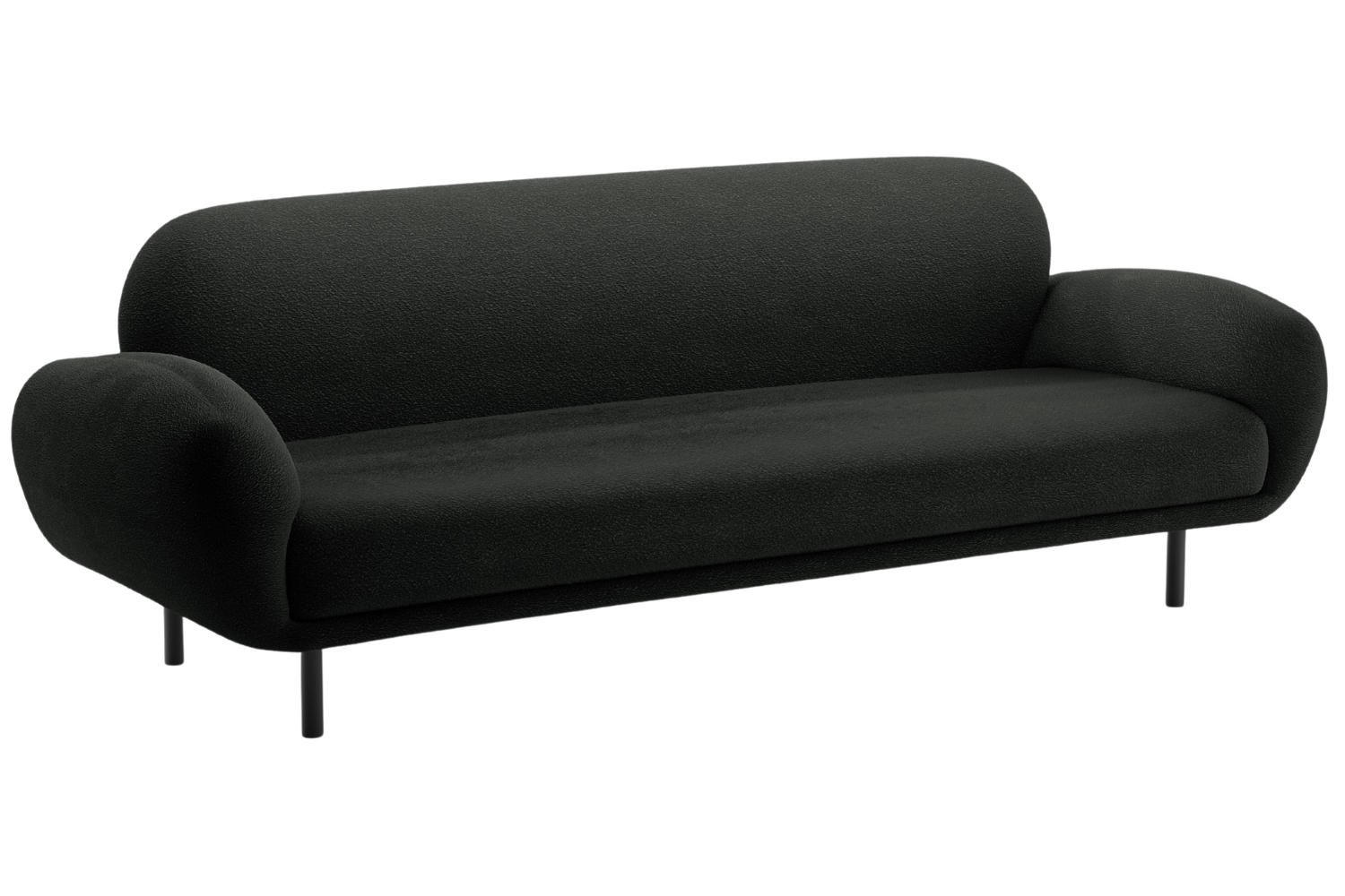 Micadoni Černá bouclé trojmístná pohovka Poppy 208 cm Micadoni