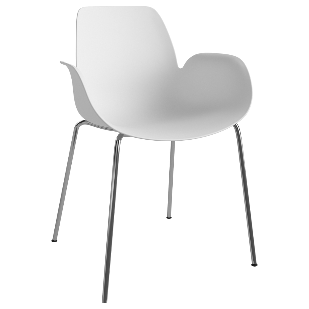 Bolia Bílá plastová jídelní židle Seed s chromovanou podnoží Bolia