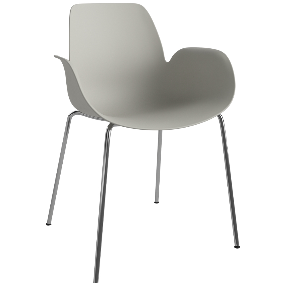 Bolia Šedá plastová jídelní židle Seed s chromovanou podnoží Bolia