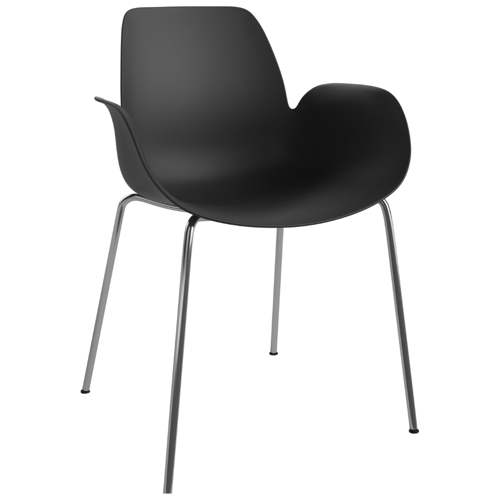 Bolia Černá plastová jídelní židle Seed s chromovanou podnoží Bolia