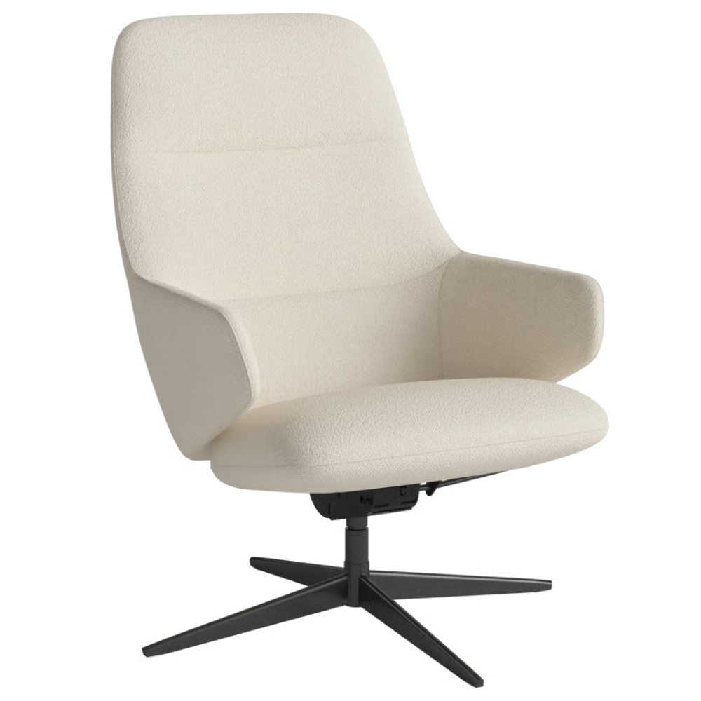 Bolia Krémově bílé bouclé otočné křeslo Clara s černou podnoží Bolia