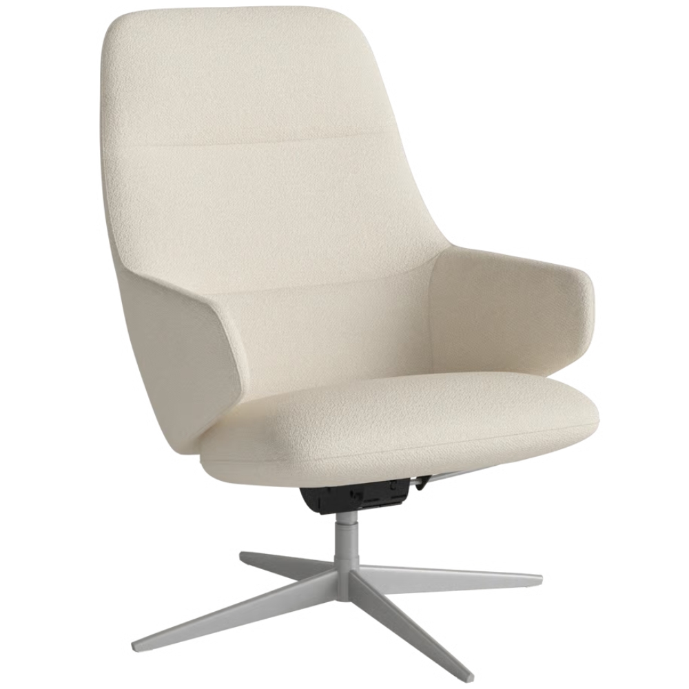 Bolia Krémově bílé bouclé otočné křeslo Clara se šedou podnoží Bolia