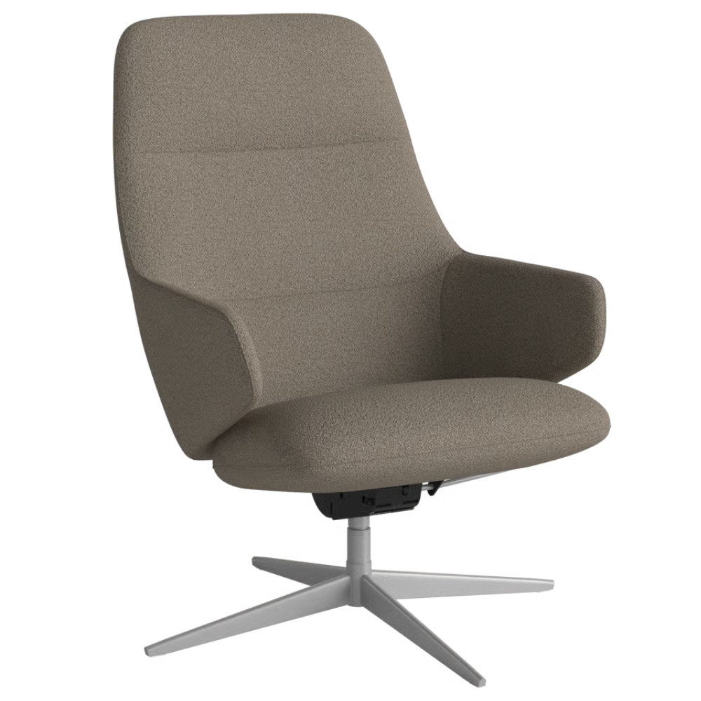 Bolia Světle hnědé bouclé otočné křeslo Clara se šedou podnoží Bolia