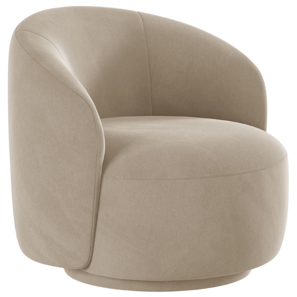 Micadoni Světle béžové sametové otočné křeslo Letizia Micadoni