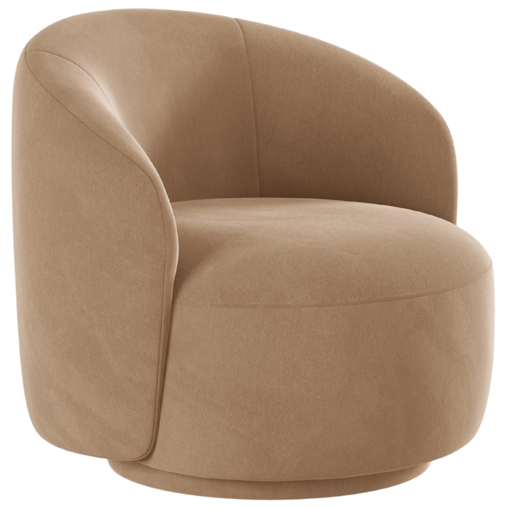 Micadoni Pískově hnědé sametové otočné křeslo Letizia Micadoni