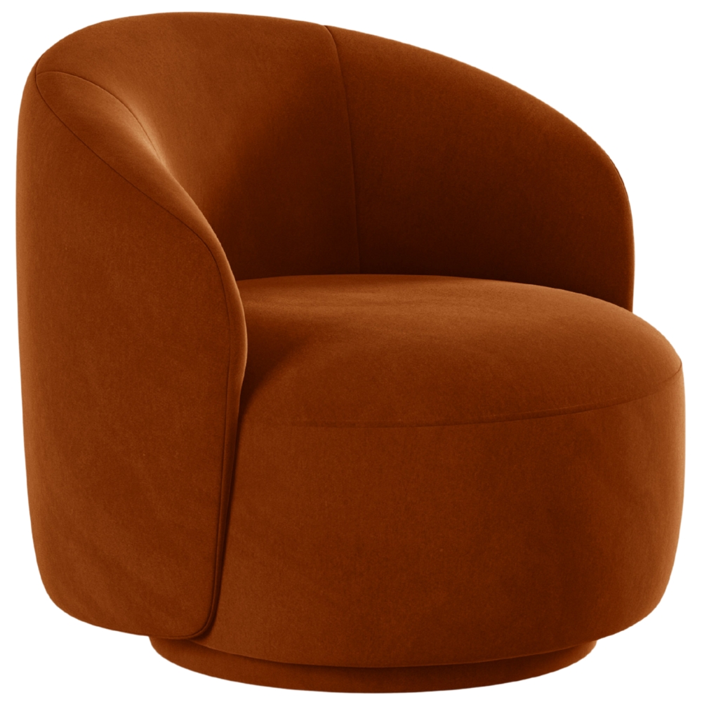 Micadoni Terakotově oranžové sametové otočné křeslo Letizia Micadoni