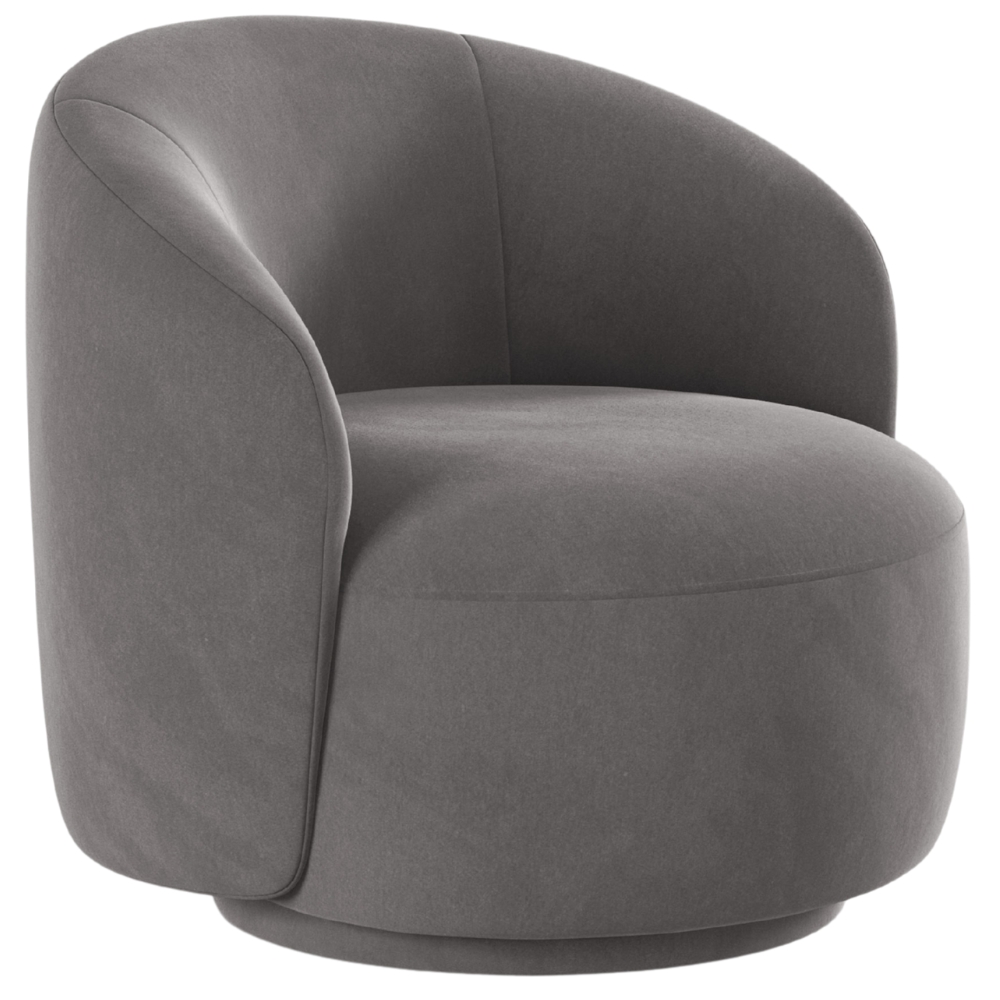 Micadoni Šedé sametové otočné křeslo Letizia Micadoni