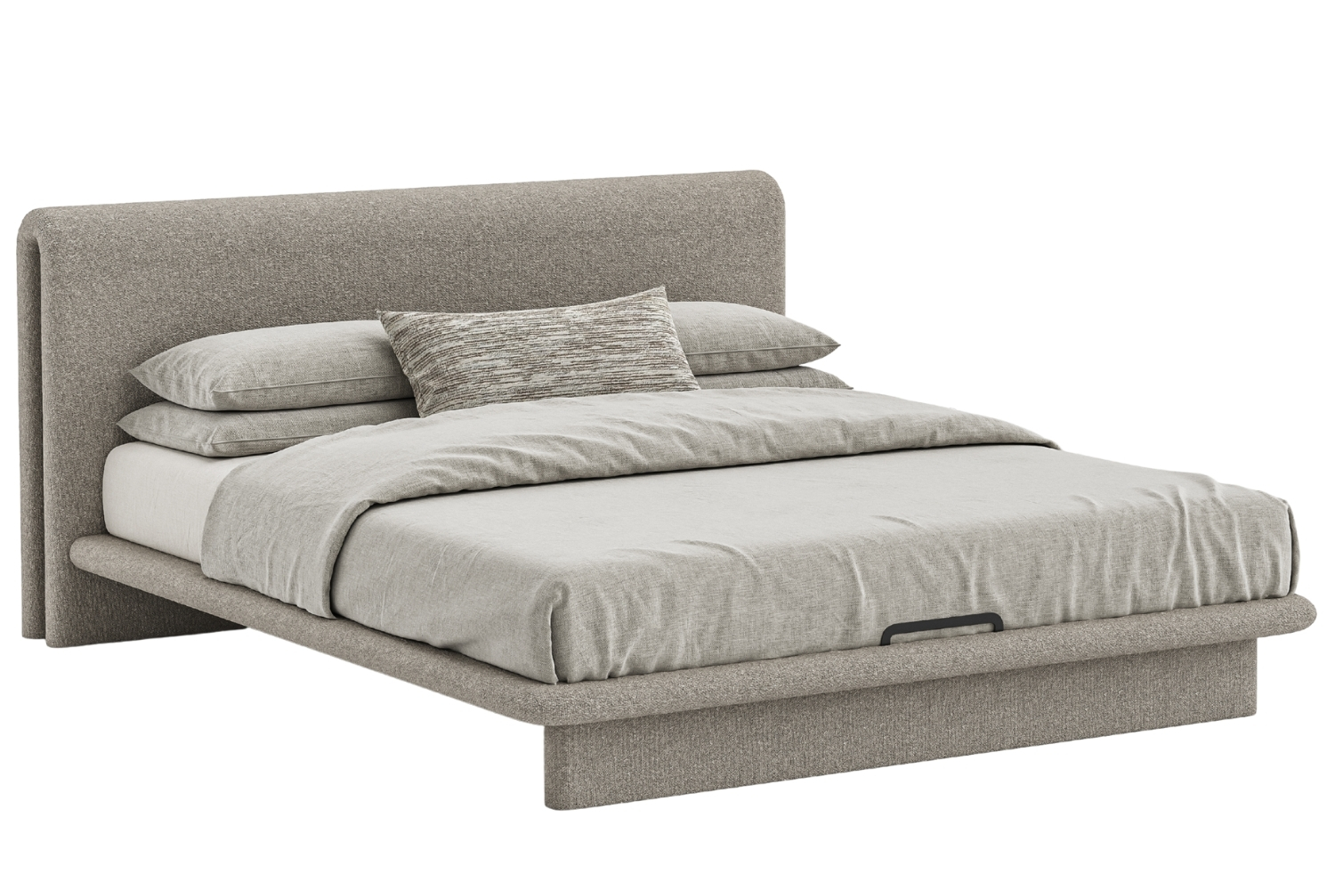 Woodsoft Béžová bouclé dvoulůžková postel Nola 200 x 200 cm Woodsoft