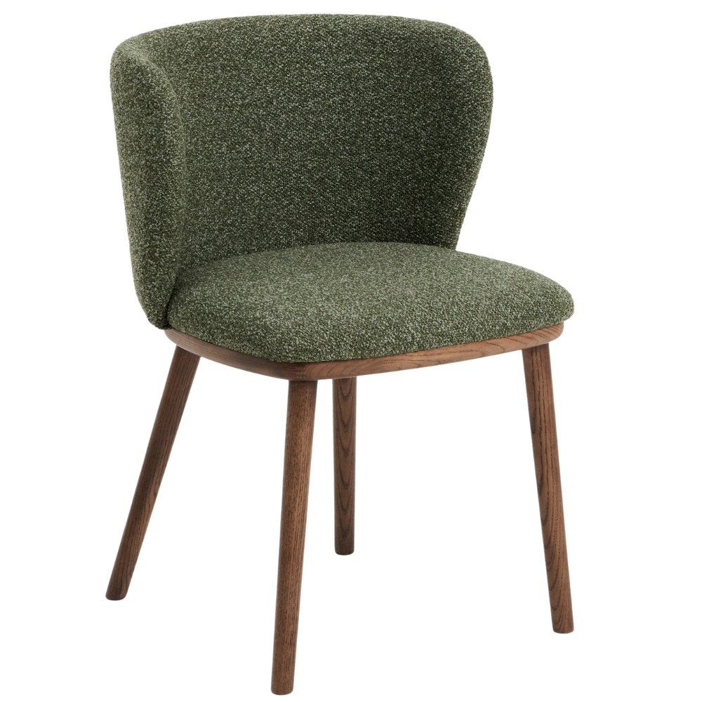 Kave Home Zelená jídelní židle Ciselia s ořechovou podnoží Kave Home