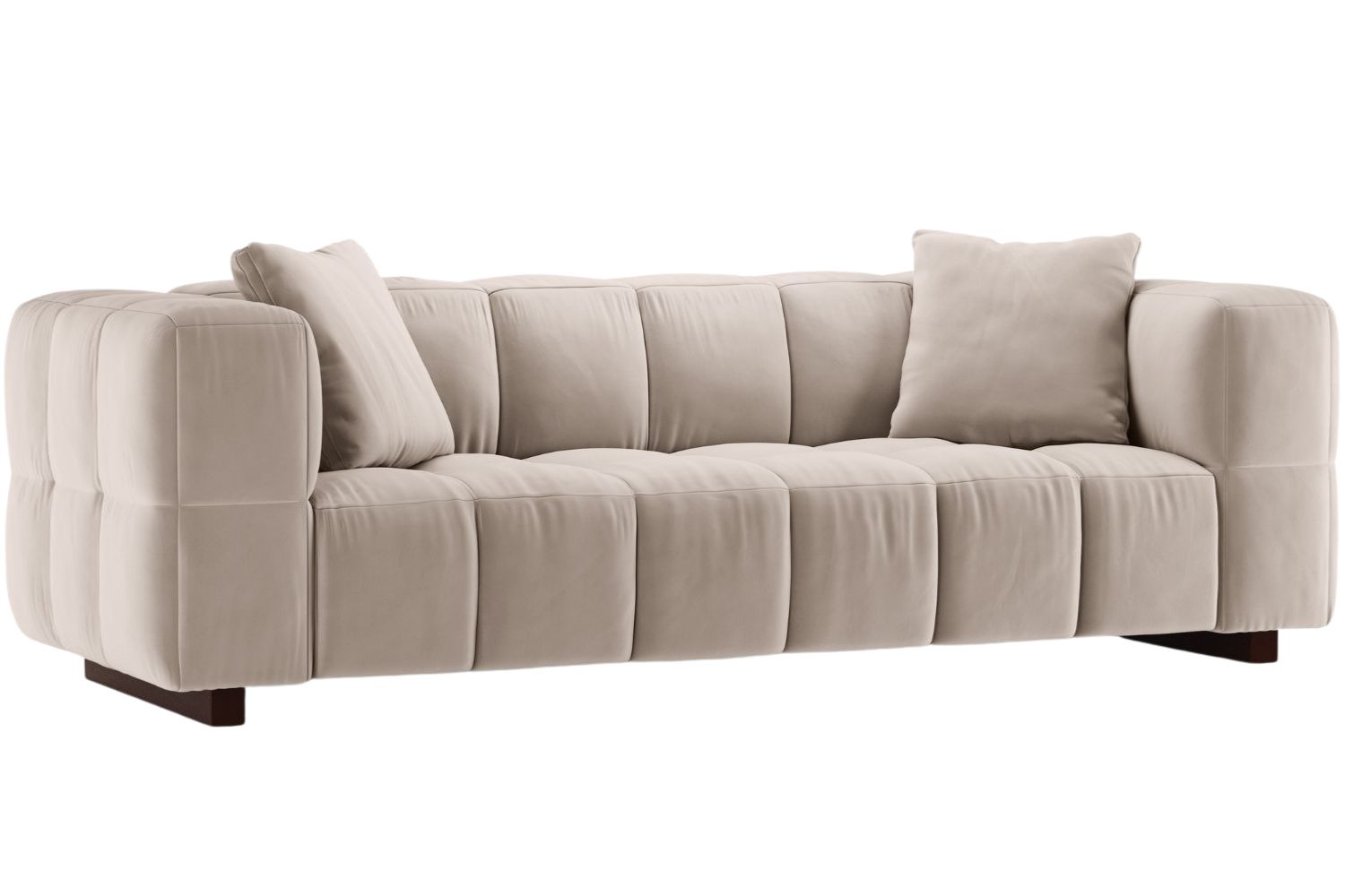 Micadoni Béžová sametová rozkládací pohovka Puma 260 cm Micadoni