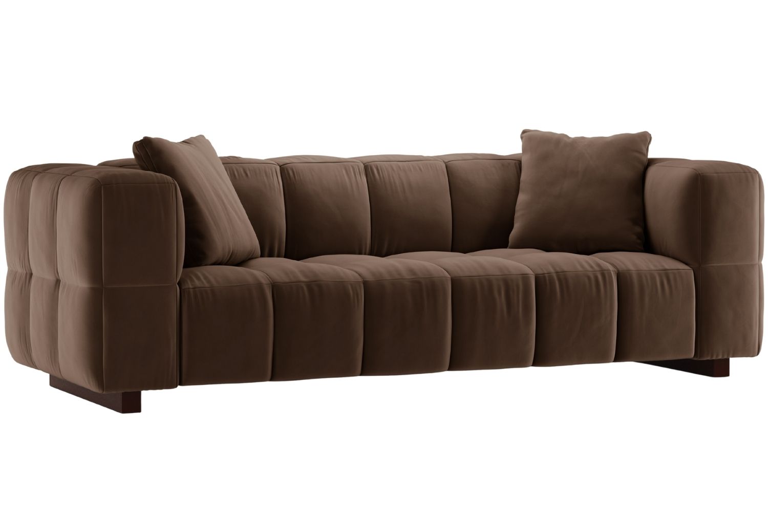 Micadoni Čokoládově hnědá sametová rozkládací pohovka Puma 260 cm Micadoni