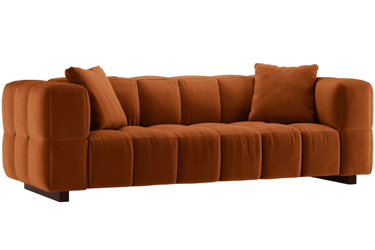 Micadoni Terakotově oranžová sametová rozkládací pohovka Puma 260 cm Micadoni